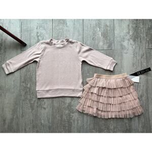 Afton Street 2 Piece Set Sweater Sweatshirt Soft & Tiered Rose Gold Skirt NEW 2T